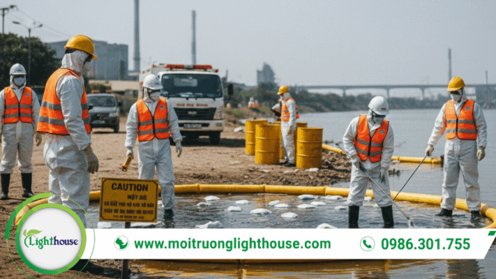 Kế hoạch ứng phó sự cố môi trường: triển khai lực lượng ứng cứu, khoanh vùng và xử lý nhanh tại hiện trường.