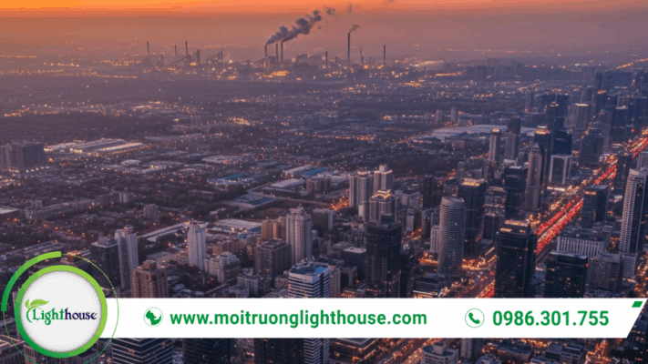 Ảnh tổng quan về phát thải và báo cáo phát thải khí nhà kính trong bối cảnh biến đổi khí hậu.