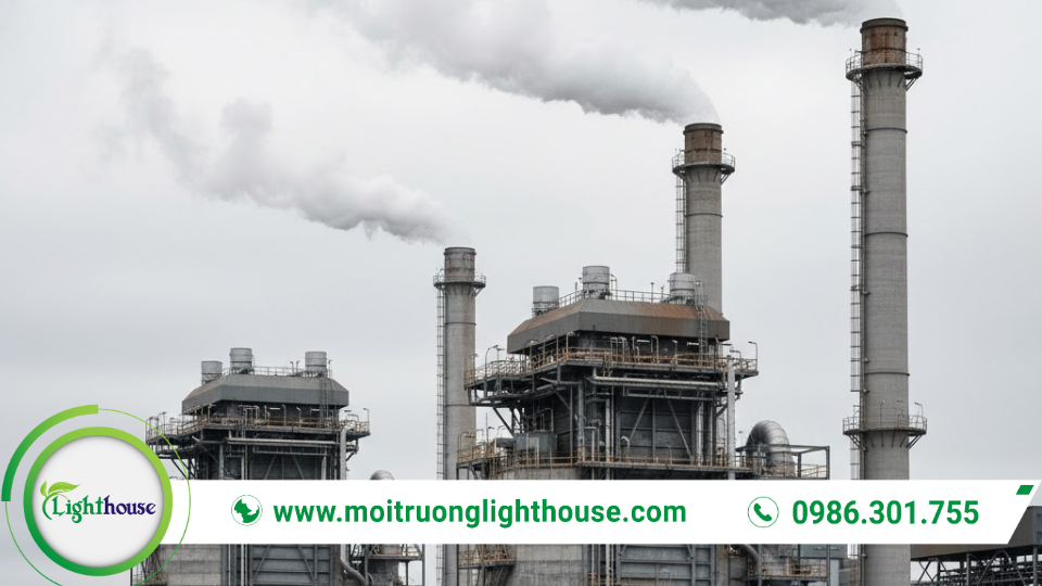 Nhà máy công nghiệp – một nguồn phát thải lớn cần theo dõi trong kiểm kê phát thải khí nhà kính.