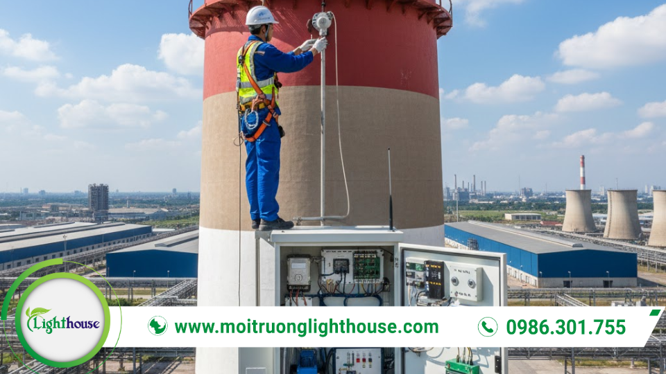 Quan trắc khí thải: Khái niệm, tầm quan trọng và các phương pháp 2 Hệ thống CEMS phục vụ quan trắc khí thải tự động liên tục tại ống khói nhà máy.