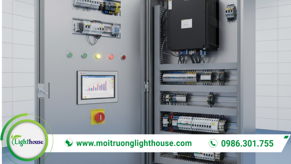 Biến tần trong tủ điện xử lý nước thải giúp điều chỉnh lưu lượng và tiết kiệm điện năng