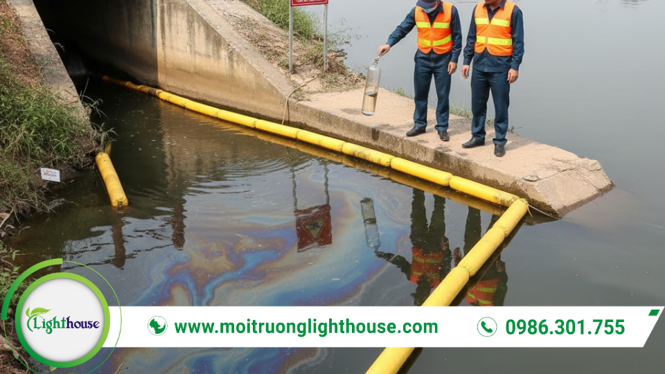 Sự cố môi trường là gì? Định nghĩa, nguyên nhân và hậu quả 4 Sự cố môi trường là gì: hiện trường ô nhiễm nước do tràn dầu hoặc rò rỉ hóa chất cần ứng phó khẩn cấp.