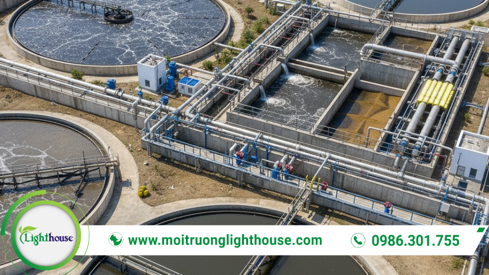 Trạm Xử Lý Nước Thải Sinh Hoạt, Công Nghiệp & Nông Nghiệp 2 Toàn cảnh trạm xử lý nước thải quy mô lớn với nhiều công trình xử lý liên hoàn.