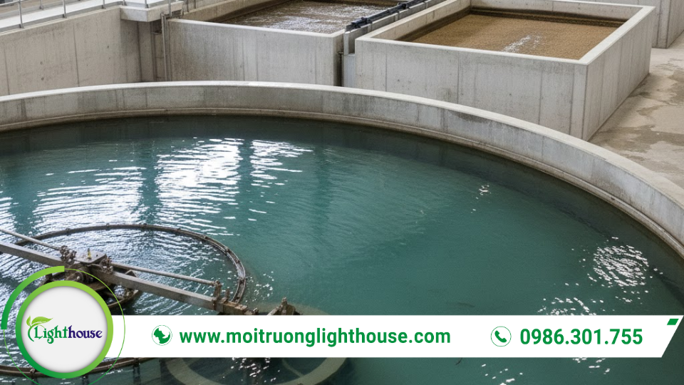 Bể lắng trong dây chuyền xử lý nước cấp giúp tách cặn và giảm độ đục của nước.