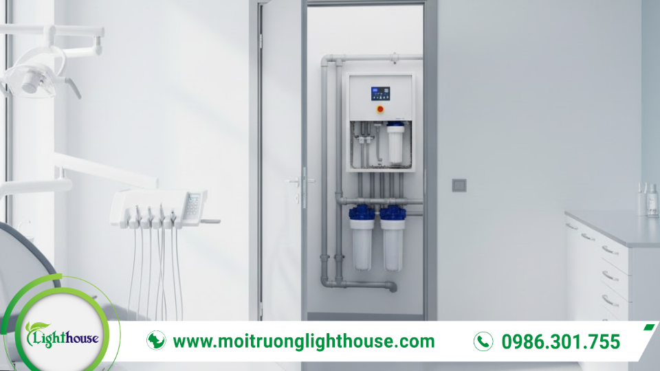 Thiết bị xử lý nước thải phòng khám nha khoa dạng tủ compact lắp đặt gọn trong phòng kỹ thuật