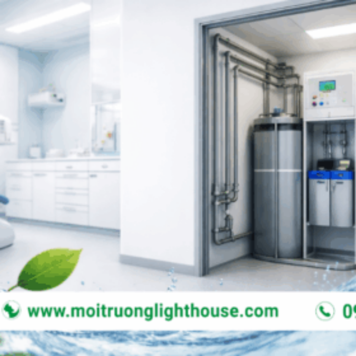 Sơ đồ công nghệ xử lý nước thải phòng khám nha khoa có bước tách cặn tại nguồn