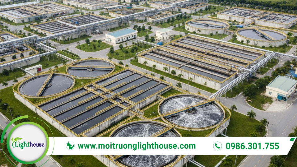 Khu Xử Lý Nước Thải: Giải Pháp Bảo Vệ Môi Trường Hiệu Quả 1 Khu xử lý nước thải tập trung quy mô lớn với hệ thống bể xử lý và đường ống, góp phần bảo vệ môi trường và nguồn nước.
