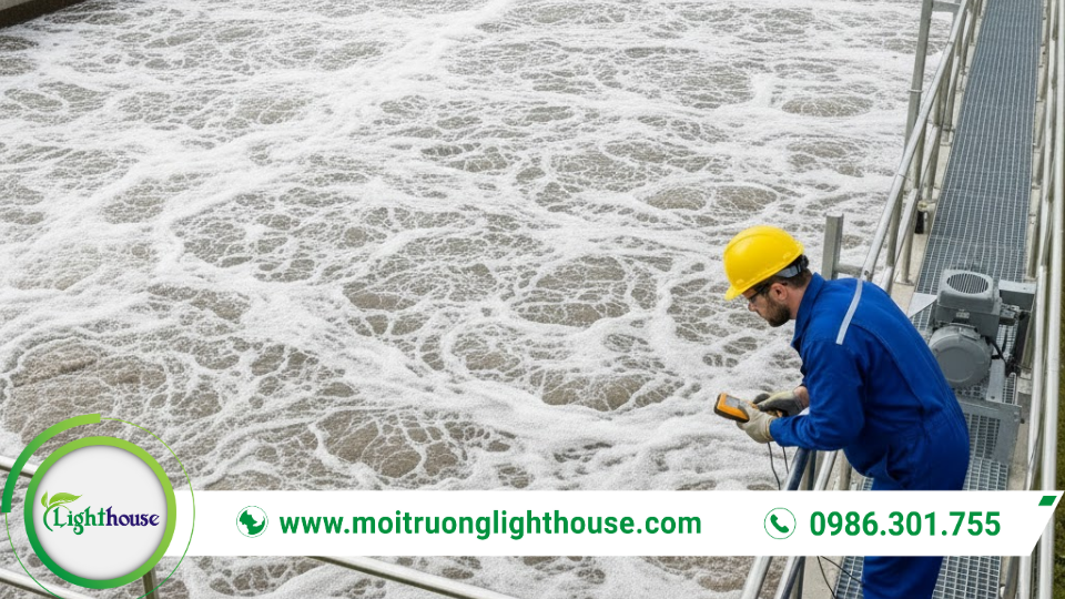 Khu Xử Lý Nước Thải: Giải Pháp Bảo Vệ Môi Trường Hiệu Quả 4 Bể xử lý sinh học hiếu khí trong khu xử lý nước thải với quá trình sục khí giúp vi sinh phân hủy chất hữu cơ hiệu quả.