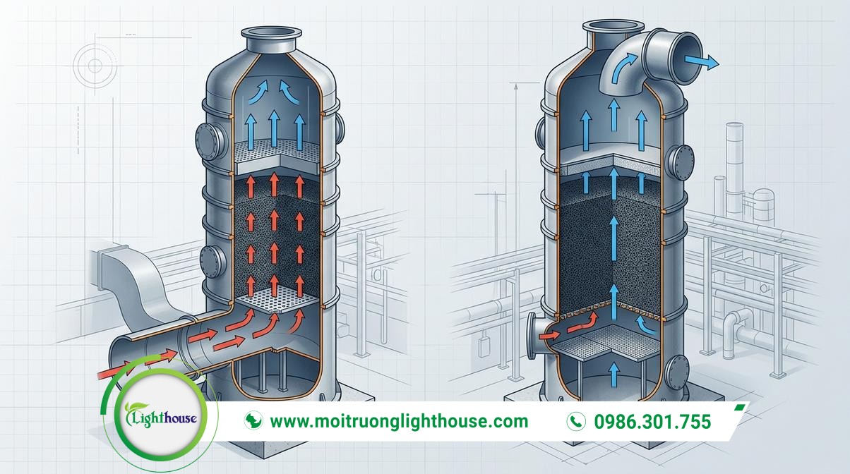 Nguyên lý hấp phụ khí thải bằng than hoạt tính và cấu tạo tháp 01