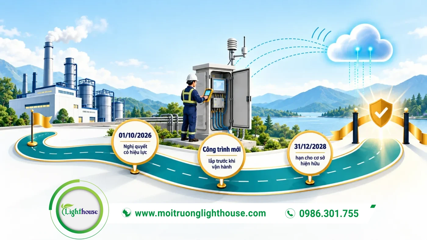 Nghị quyết 61/2026/NQ-HĐND TP.HCM: đối tượng và ngưỡng lưu lượng phải quan trắc tự động, liên tục 3 Lộ trình quan trắc tự động từ 01/10/2026 đến hạn 31/12/2028 theo Nghị quyết 61